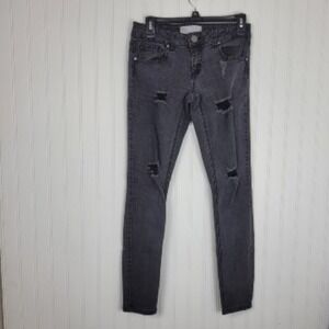 RSQ Jeans IBIZA Skinny Distressed Ripped  Faded Black Junior Size 7